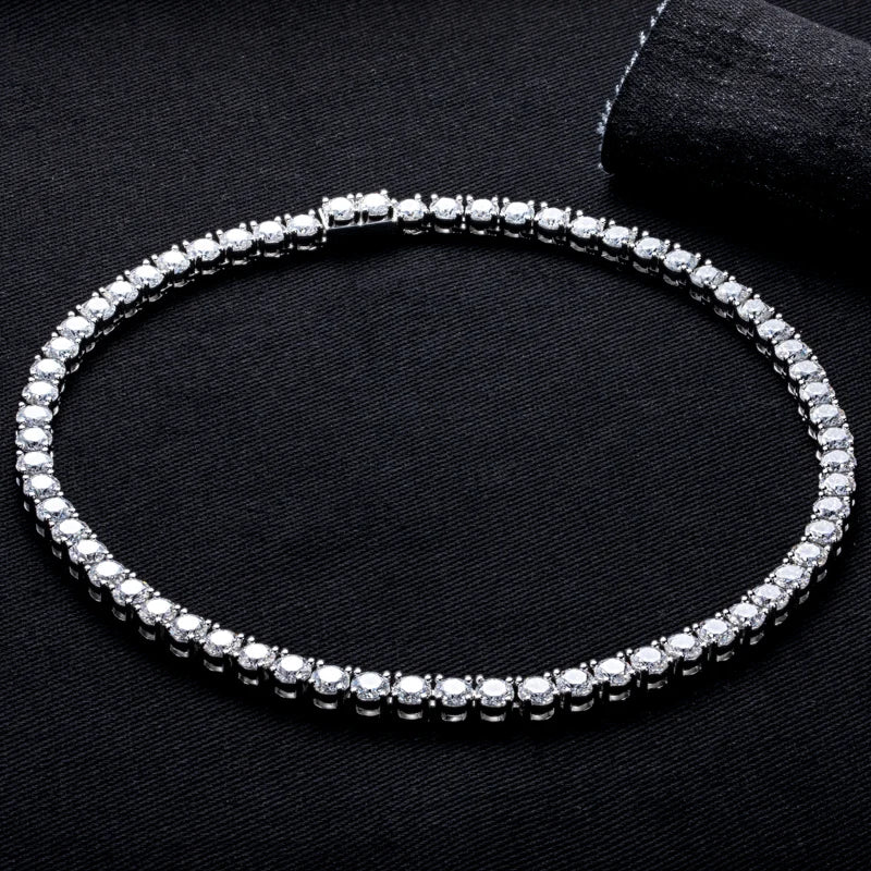 Moissanite Iced Out Tennis Necklace – 32–79cttw 925 Silver