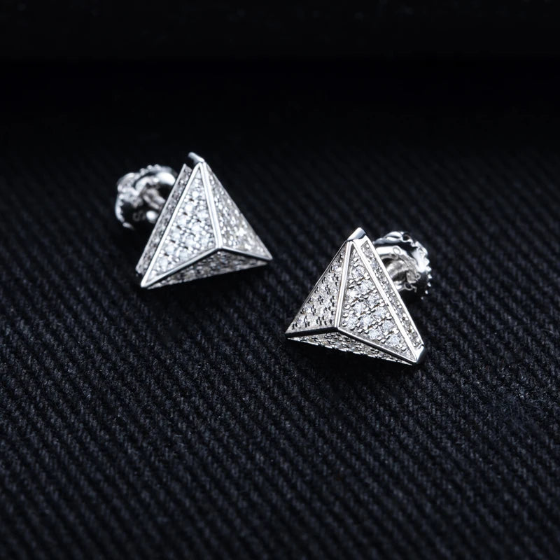 Moissanite Triangle Stud Earrings – 925 Silver