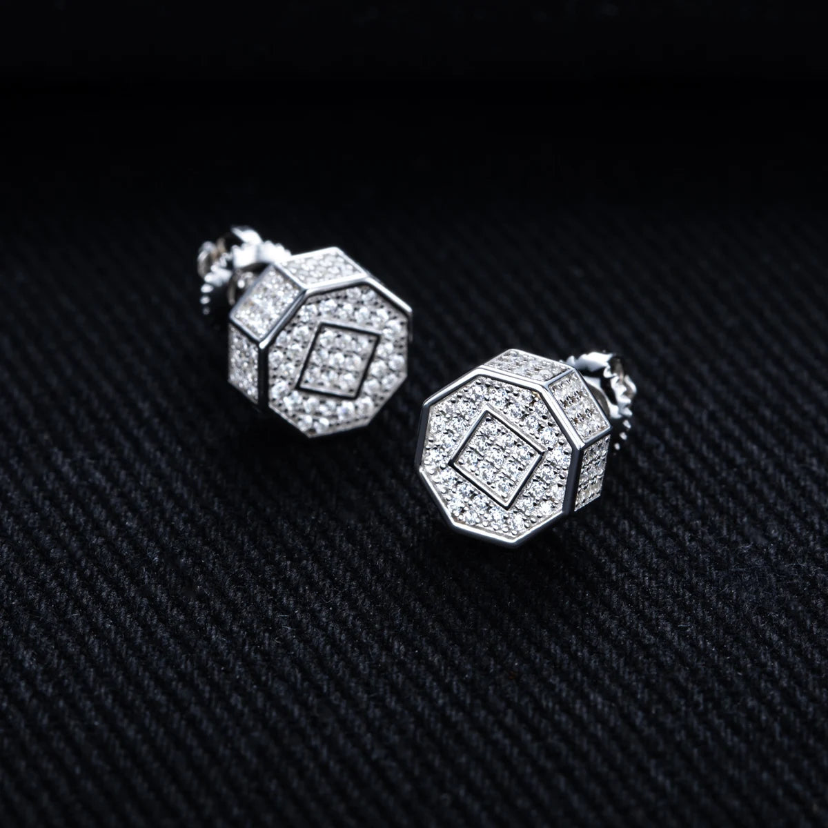 Moissanite Iced Out Stud Earrings – 925 Silver Hip Hop Punk Jewelry