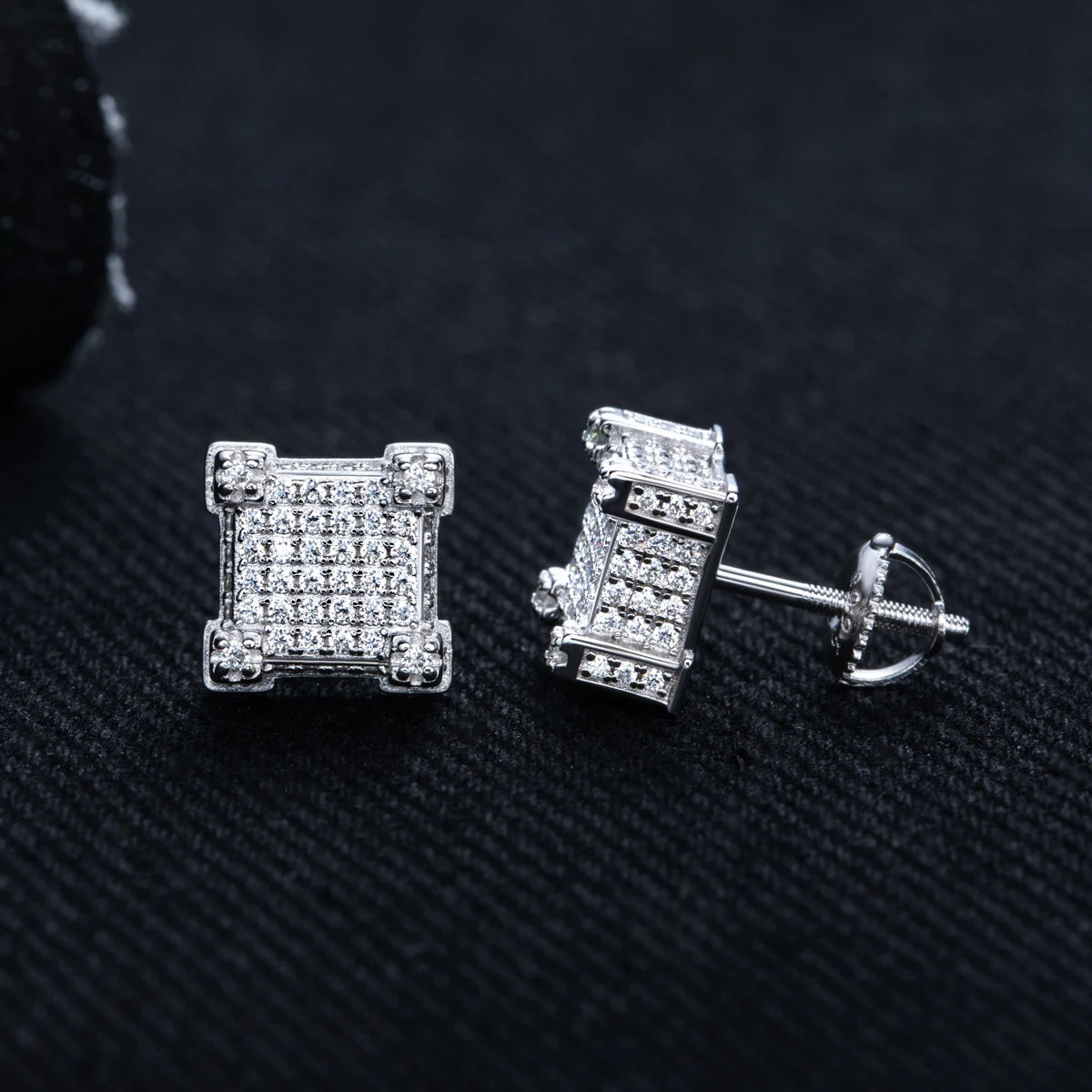 Moissanite Square Stud Earrings – 1.06cttw 925 Silver Hip Hop Jewelry