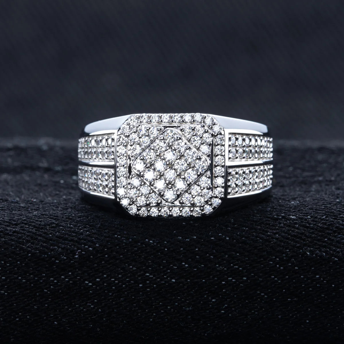 Moissanite Men’s Ring – 1.06cttw 925 Silver Gold Plated Hip Hop Jewelry