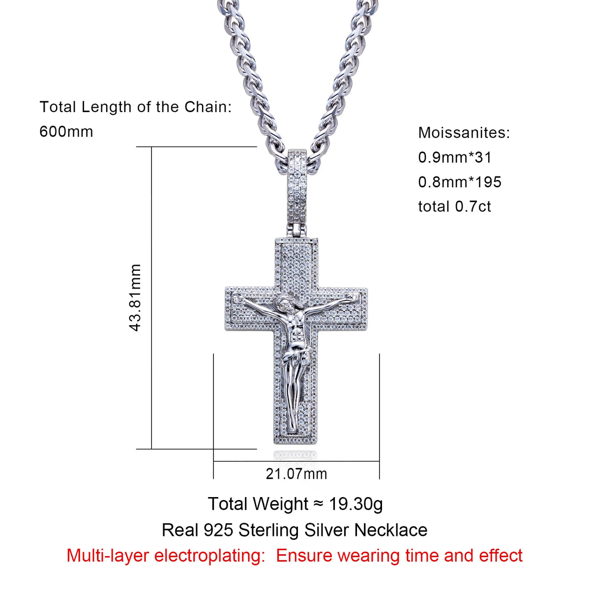 Moissanite Iced Out Pendant – 925 Silver Hip Hop Necklace for Men