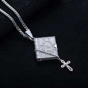 1.78cttw Moissanite Bible Cross Pendant – 925 Silver Iced Out Necklace