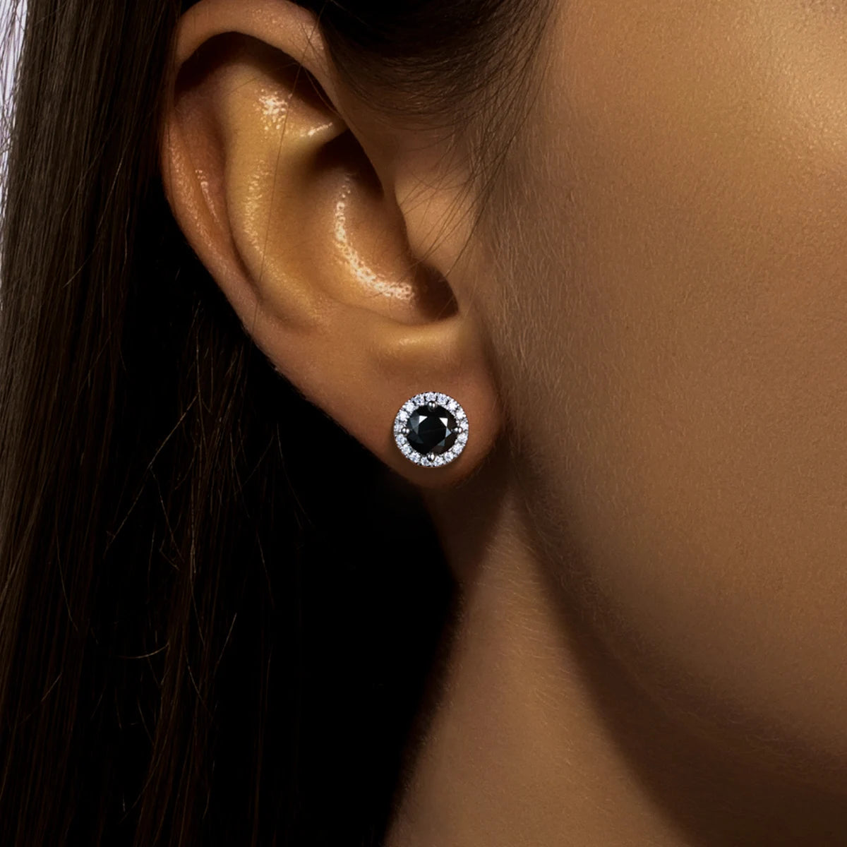 1ct Black Moissanite Stud Earrings – 925 Silver Hip Hop Jewelry