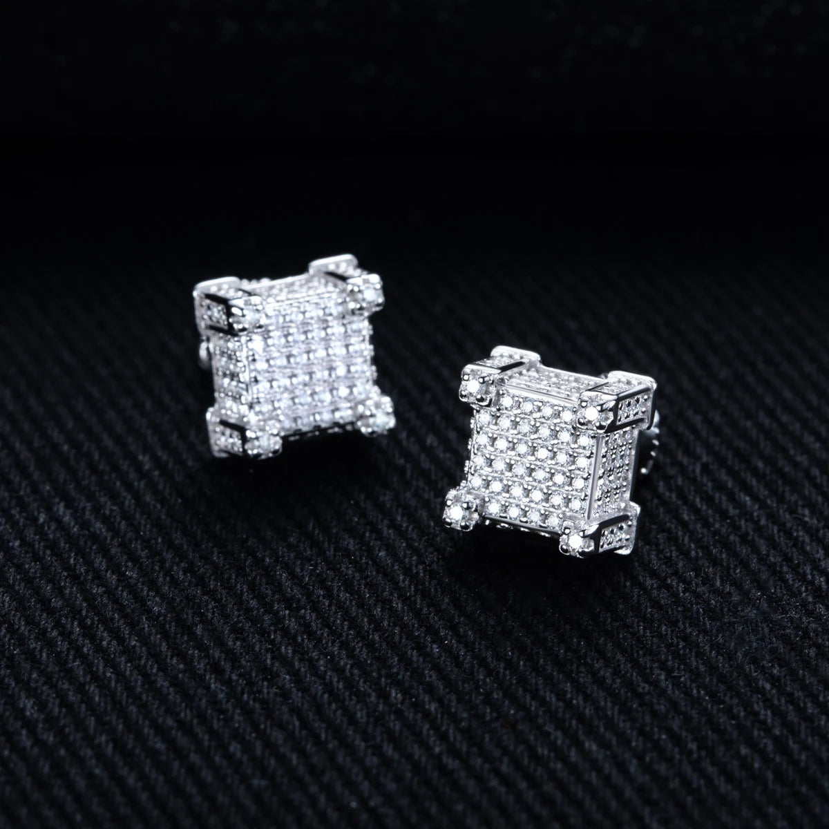 Moissanite Square Stud Earrings – 1.06cttw 925 Silver Hip Hop Jewelry