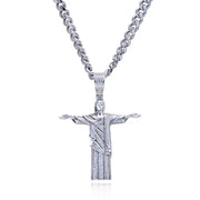 1.23cttw Moissanite Redeemer Pendant – 925 Silver Iced Necklace
