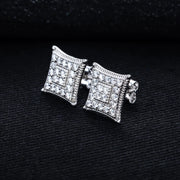 Moissanite Square Stud Earrings – 925 Silver Iced Out Jewelry