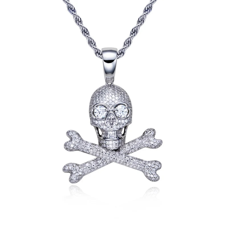 3.35cttw Moissanite Skull Pendant – 925 Silver Iced Out Necklace