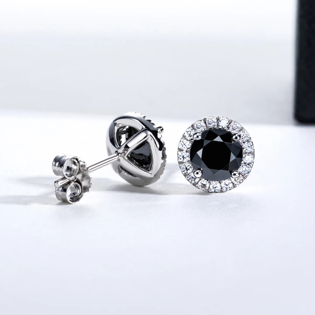 1ct Black Moissanite Stud Earrings – 925 Silver Hip Hop Jewelry