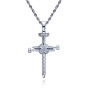 Moissanite Screw Cross Pendant – 925 Silver Hip Hop Necklace