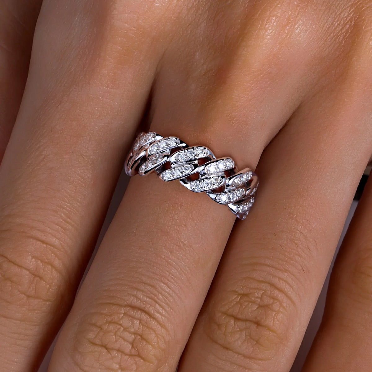 Moissanite Cuban Ring – 925 Silver Iced Out