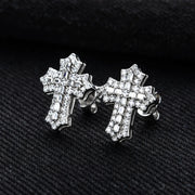 1.0cttw Moissanite Iced Out Cross Stud Earrings – 925 Sterling Silver