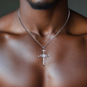 Moissanite Screw Cross Pendant – 925 Silver Hip Hop Necklace