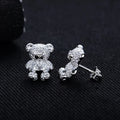 Moissanite Iced Out Bear Stud Earrings – 925 Silver Hip Hop Jewelry