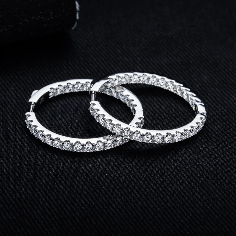 Moissanite Big Hoop Huggie Earrings – 925 Silver Luxury Jewelry