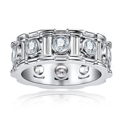 Moissanite Roman Column Ring – 925 Silver Vintage Wedding Band
