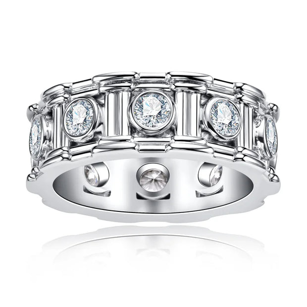 Moissanite Roman Column Ring – 925 Silver Vintage Wedding Band
