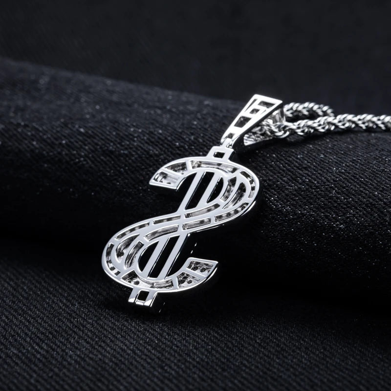 Iced Out Dollar Pendant – 925 Silver
