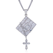 1.78cttw Moissanite Bible Cross Pendant – 925 Silver Iced Out Necklace