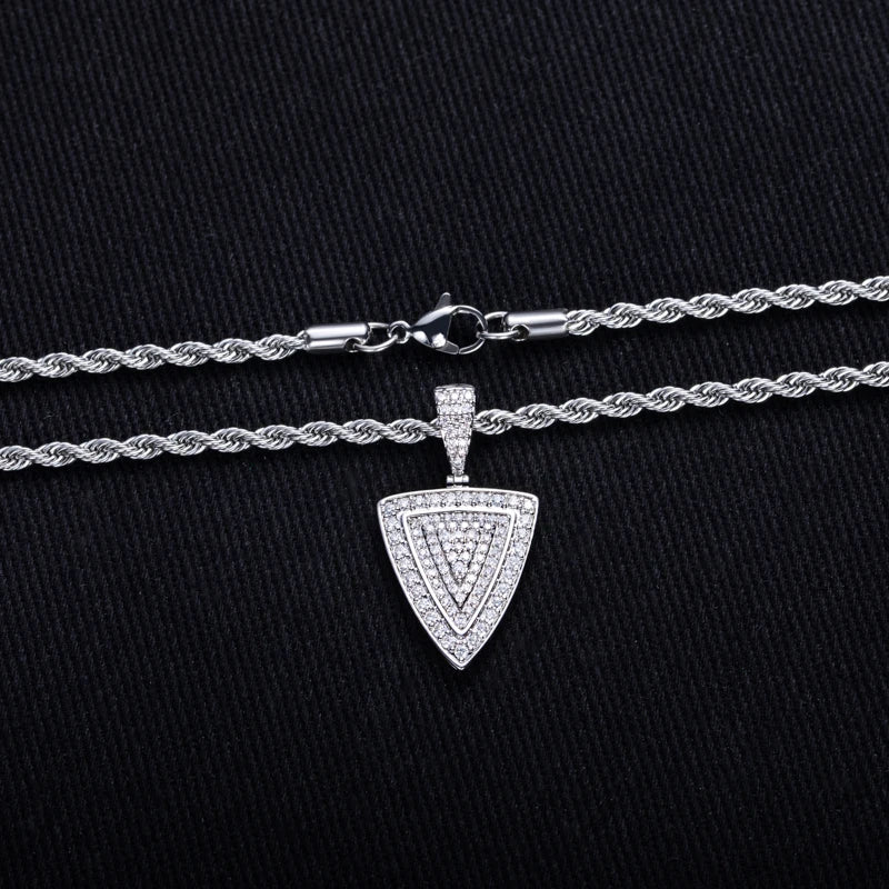 1ct Moissanite Triangle Pendant – 14K Gold Plated