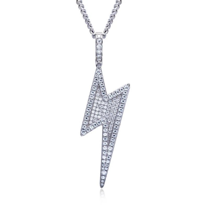 5.6cttw Moissanite Lightning Pendant – 925 Silver Iced Necklace