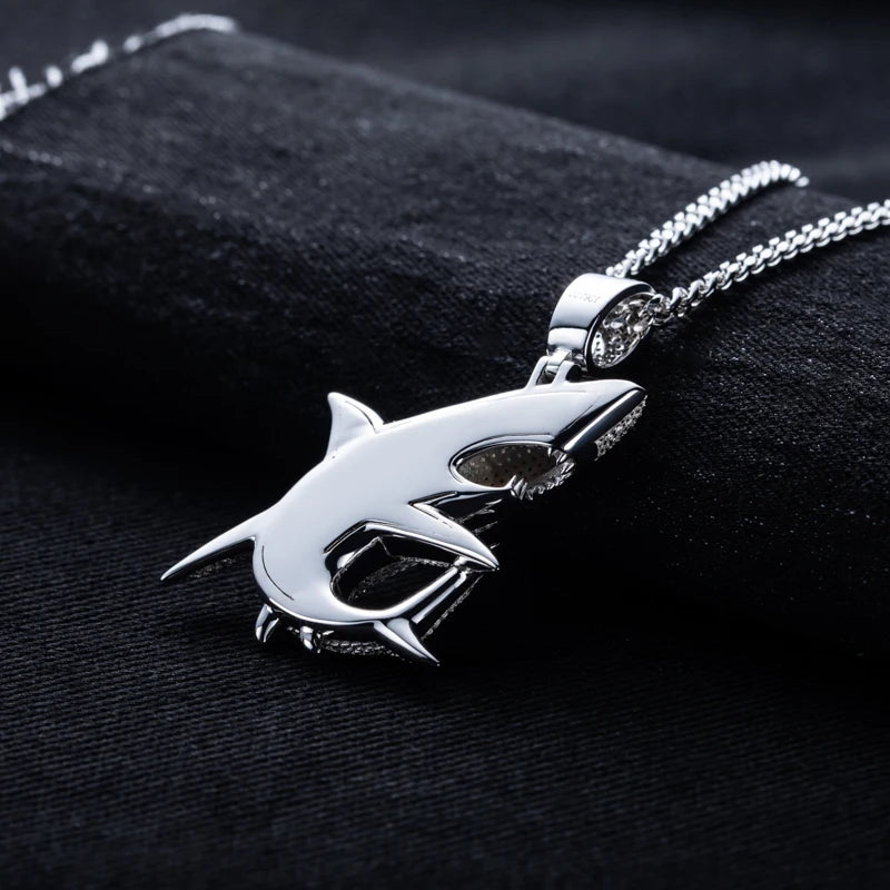 2.79cttw Moissanite Shark Pendant – 925 Silver Necklace