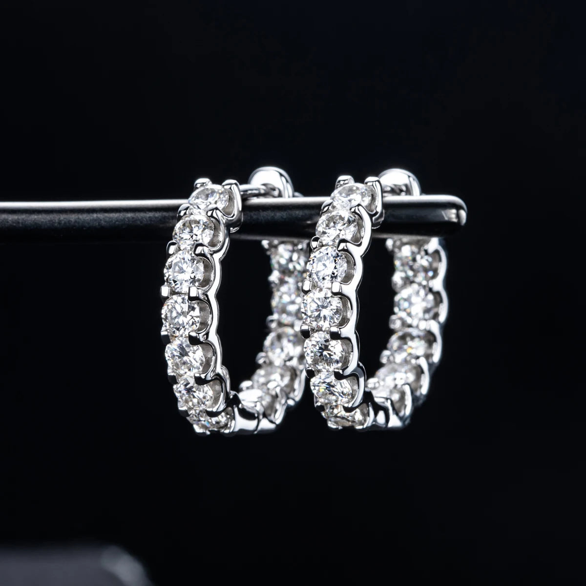 2.6cttw Moissanite Hoop Earrings – 925 Silver