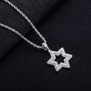 Star of David Moissanite Pendant – 14K Gold Plated Hip Hop Necklace