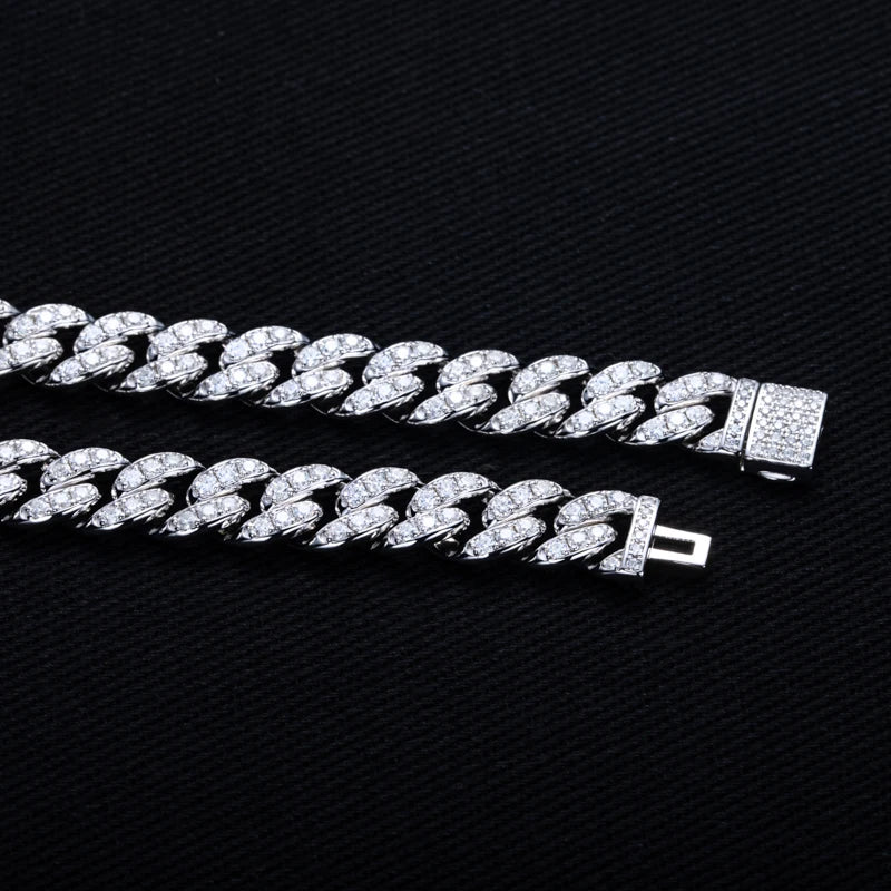 Moissanite Cuban Link Bracelet – 925 Silver Iced Out Hip Hop Jewelry
