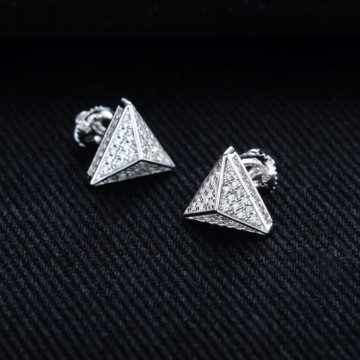 Moissanite Triangle Stud Earrings – 925 Silver