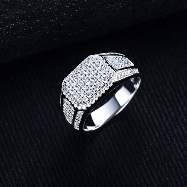 Moissanite Ring – 925 Sterling Silver Iced Out Hip Hop Jewelry
