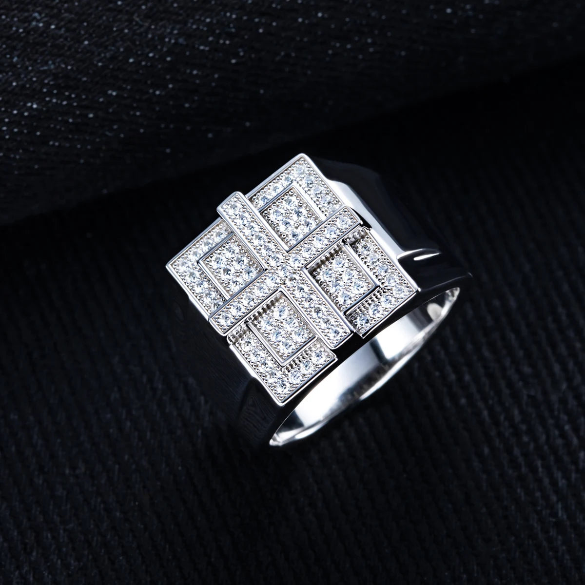 Moissanite Cross Ring – 925 Silver & Gold Plated