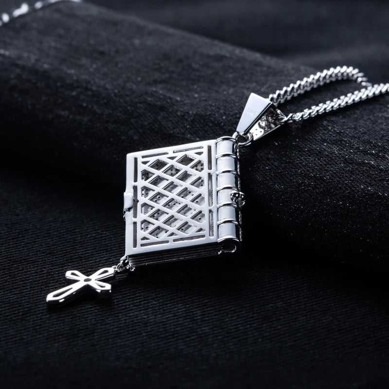 1.78cttw Moissanite Bible Cross Pendant – 925 Silver Iced Out Necklace