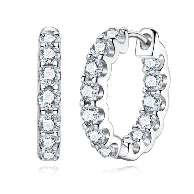 2.6cttw Moissanite Hoop Earrings – 925 Silver