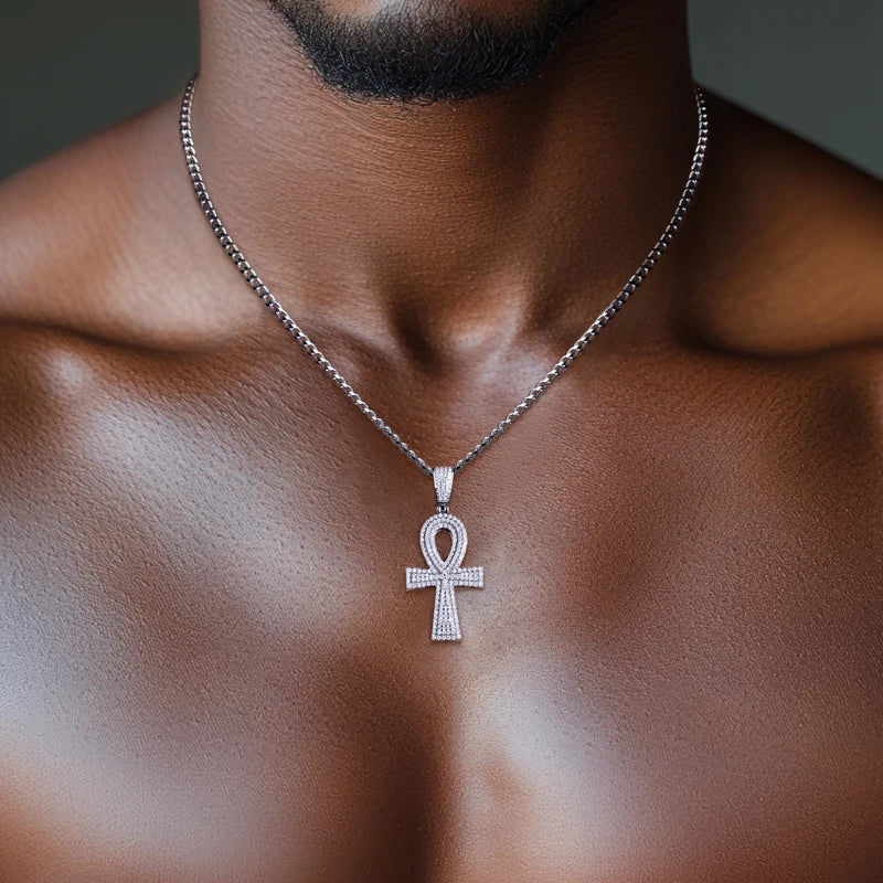 Moissanite Iced Out Cross Pendant – 925 Silver Hip Hop Necklace