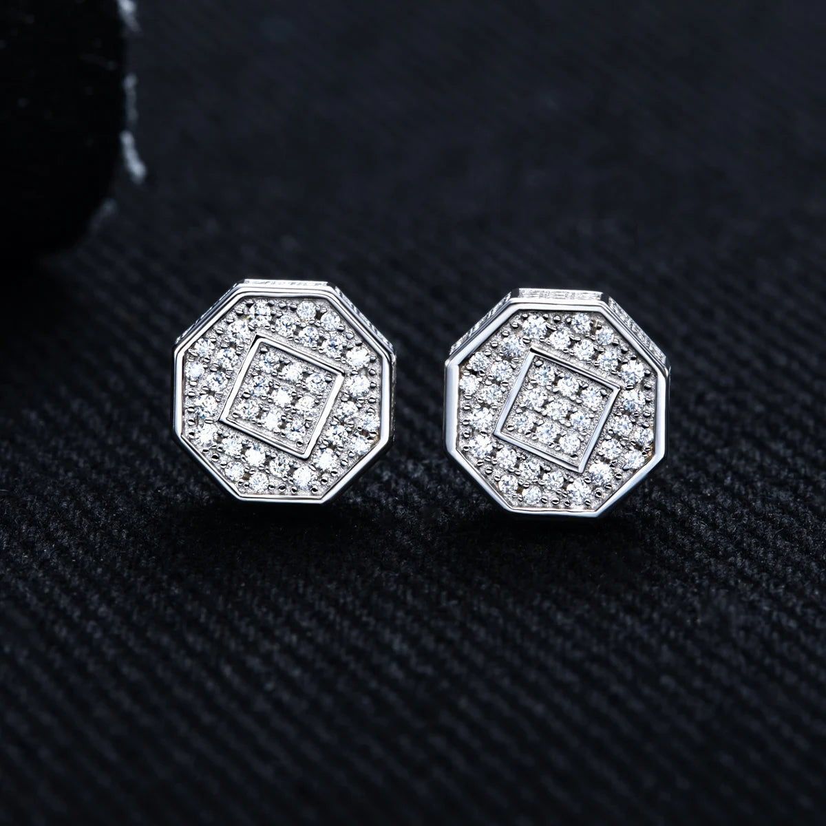 Moissanite Iced Out Stud Earrings – 925 Silver Hip Hop Punk Jewelry