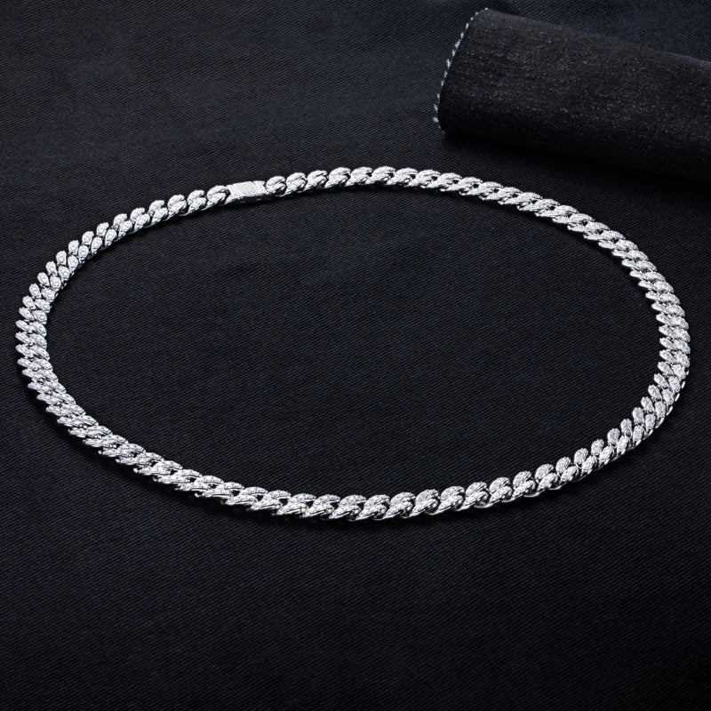 Moissanite Cuban Link Necklace – 925 Silver Iced Out Hip Hop Chain