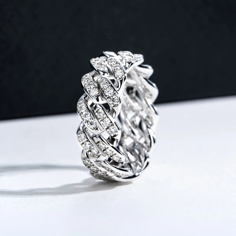 Moissanite Cuban Ring – 925 Silver Iced Out