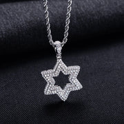 Star of David Moissanite Pendant – 14K Gold Plated Hip Hop Necklace