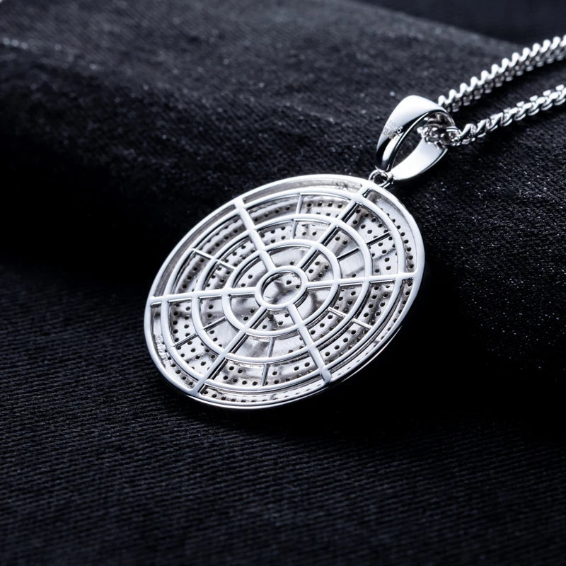 Moissanite Iced Out Bitcoin Pendant – 925 Silver Hip Hop Necklace