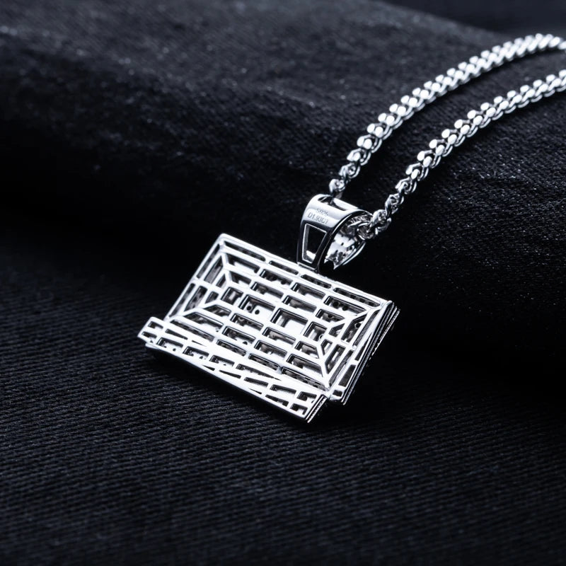 1.9cttw Moissanite Dollar Bill Pendant – 925 Silver Hip Hop Necklace
