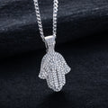 Moissanite Hamsa Hand Pendant – 925 Silver Iced Out Hip Hop Necklace