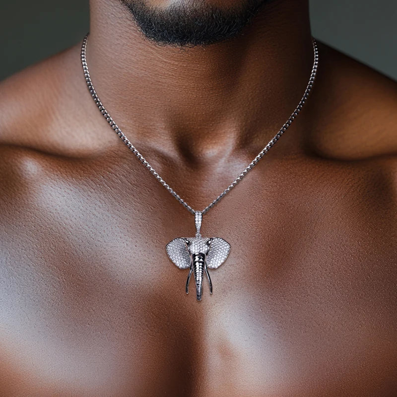 Iced Out Elephant Pendant – 925 Silver Moissanite Hip Hop Necklace