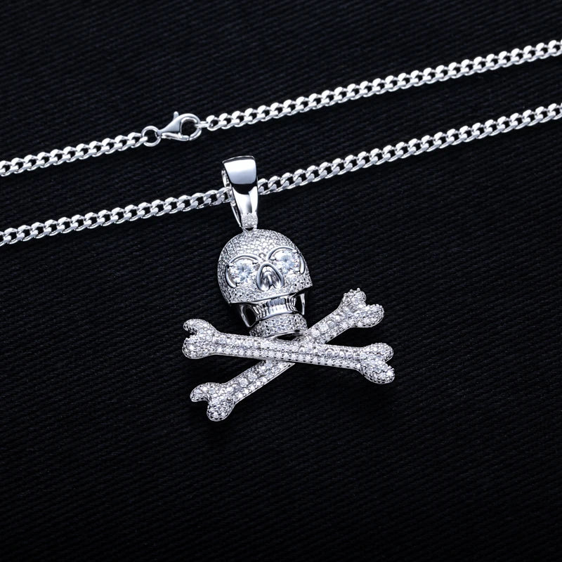 3.35cttw Moissanite Skull Pendant – 925 Silver Iced Out Necklace