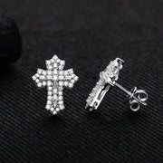 1.0cttw Moissanite Iced Out Cross Stud Earrings – 925 Sterling Silver