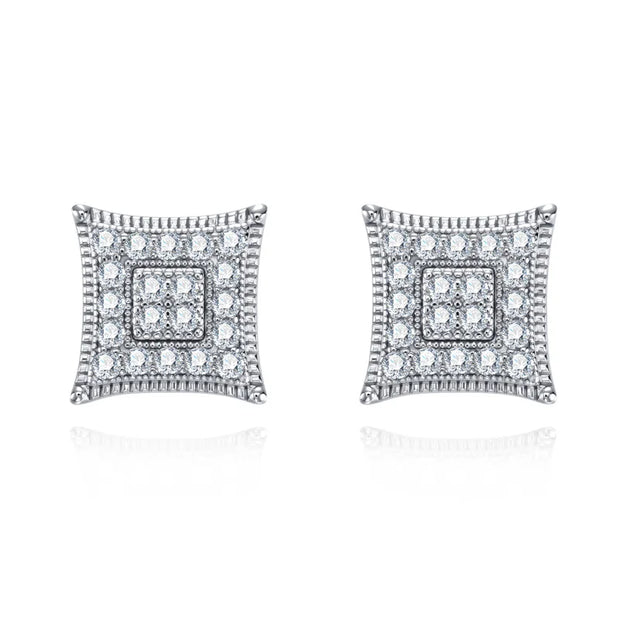 Moissanite Square Stud Earrings – 925 Silver Iced Out Jewelry