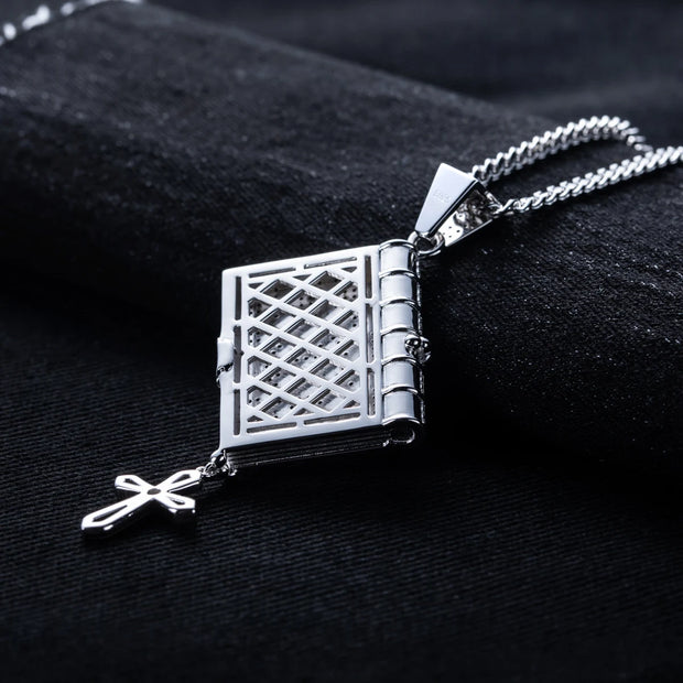 1.78cttw Moissanite Bible Cross Pendant – 925 Silver Iced Out Necklace