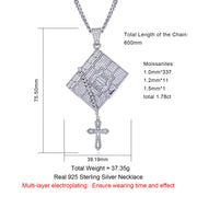 1.78cttw Moissanite Bible Cross Pendant – 925 Silver Iced Out Necklace