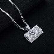 1.9cttw Moissanite Dollar Bill Pendant – 925 Silver Hip Hop Necklace