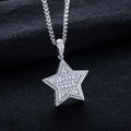 1.8ct Moissanite Lucky Star Pendant – 925 Sterling Silver Hip Hop Necklace for Men